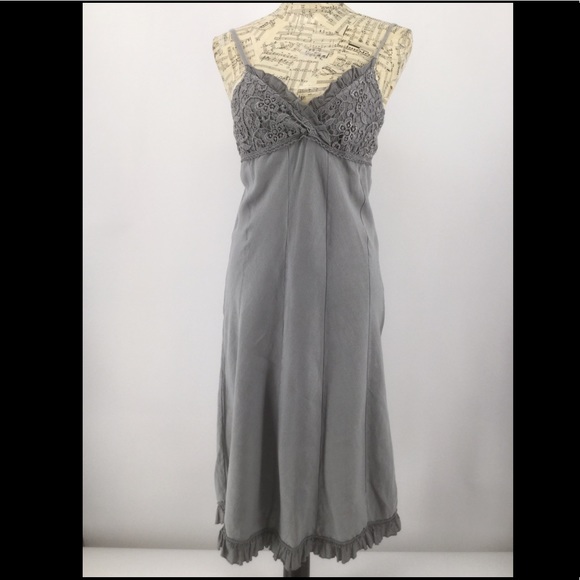 Tempo Paris 100% Linen Small Gray Summer Dress - Picture 3 of 10